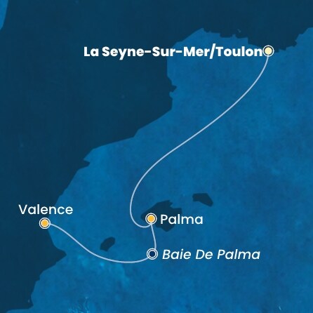 carte France, Baléares, Espagne, 3 jours