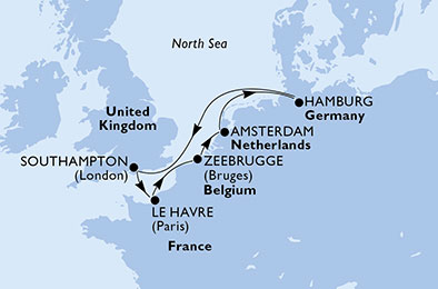 carte Europe du Nord, 8 jours