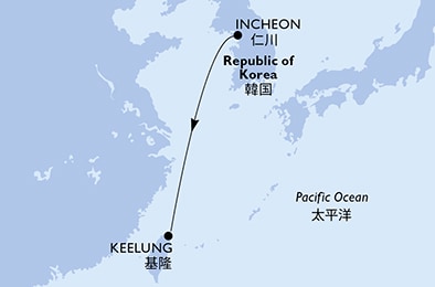carte Incheon, Keelung, 4 jours