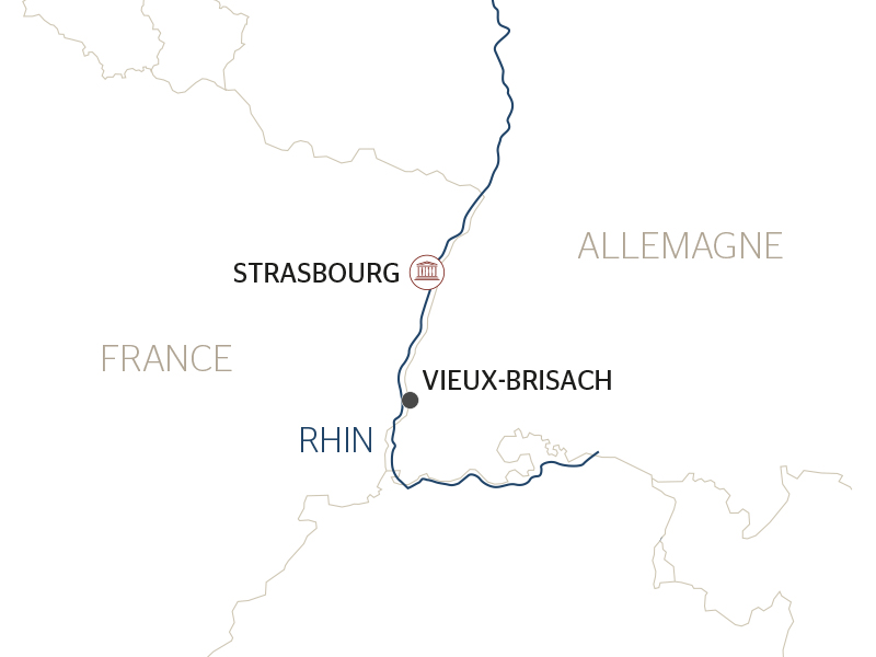 carte Les plus beaux marchés de Noël d'Alsace en croisière - Strasbourg et Colmar, saveurs, lumières et féeries de l'Avent : quand la tradition enchante les sens (formule port/port), 3 jours - SGV_PP