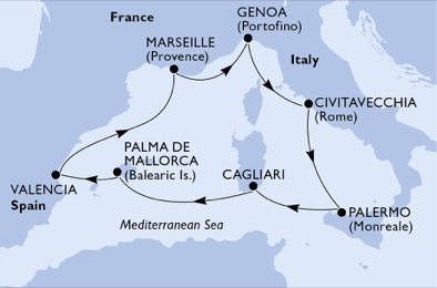carte Méditerranée, 8 jours