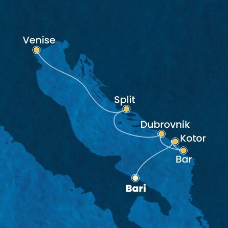 carte Italie, Montenegro, Croatie, 7 jours