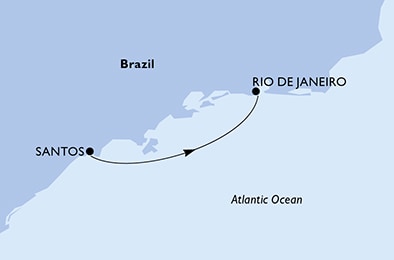 carte Santos, Rio de Janeiro, 2 jours