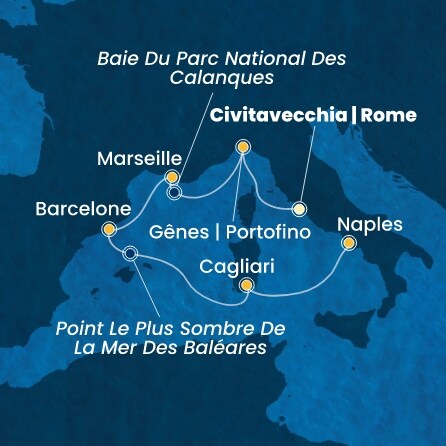 carte Italie, France, Espagne, 7 jours