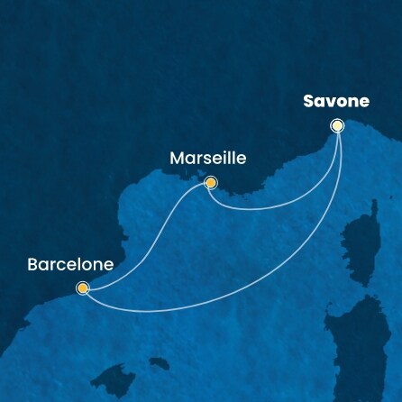 carte Italie, Espagne, France, 4 jours