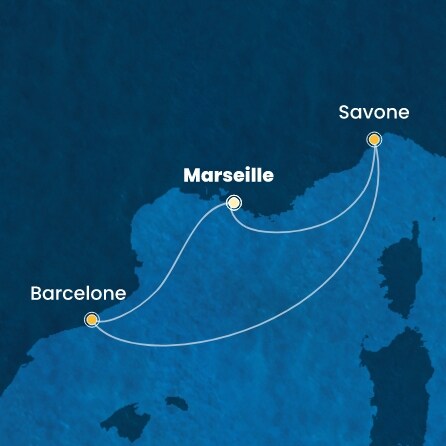 carte France, Italie, Espagne, 5 jours