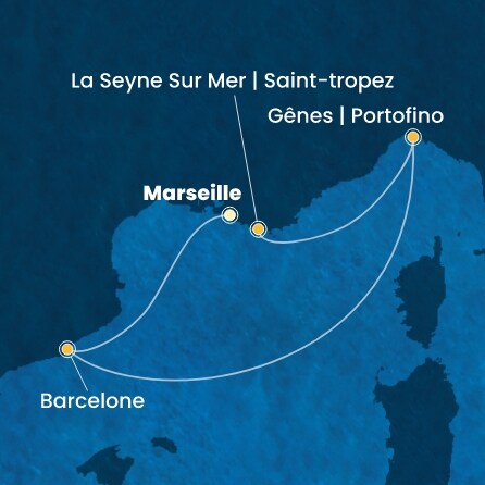 carte France, Espagne, Italie, 4 jours