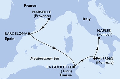 carte Méditerranée, 6 jours