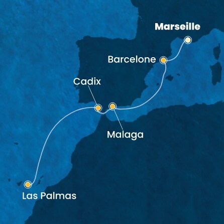 carte France, Espagne, Canaries, 7 jours
