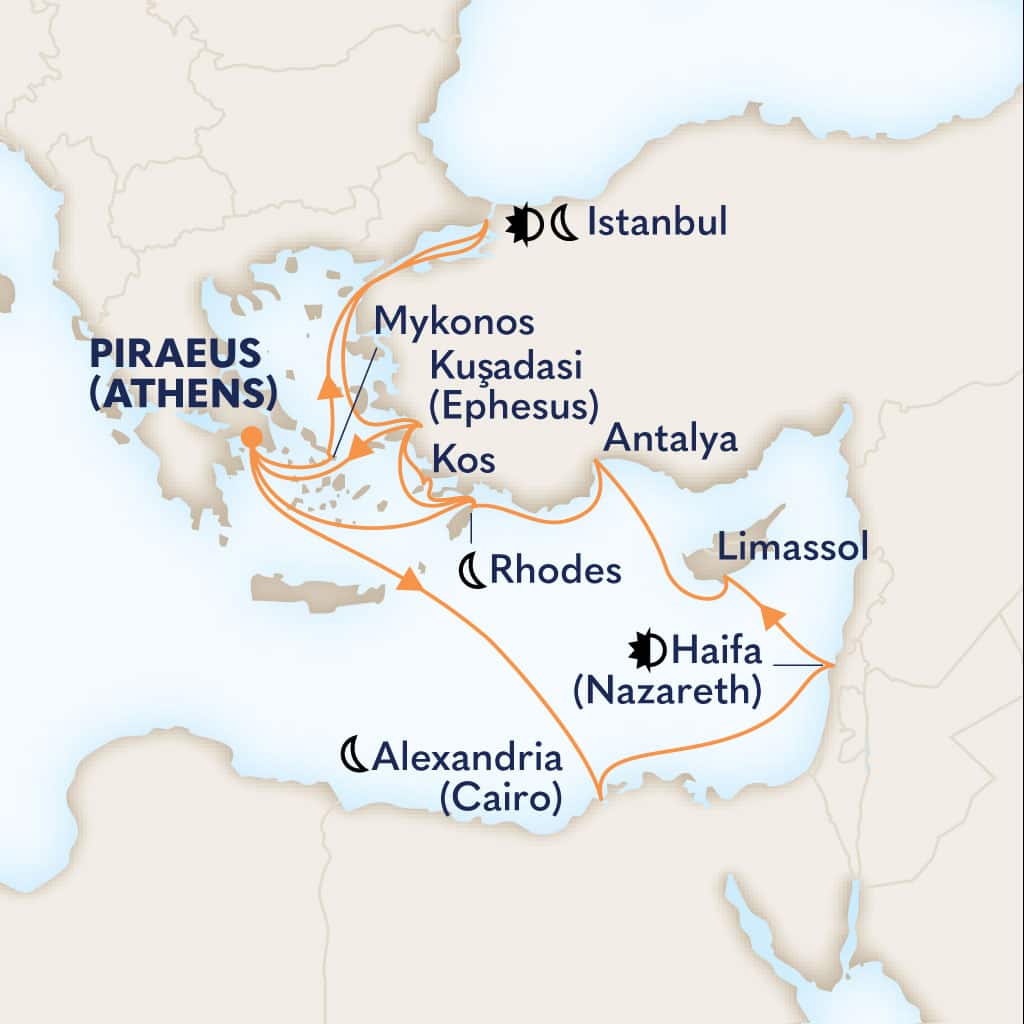 carte Grèce & Turquie & Egypte & Israël & Chypre, 22 jours