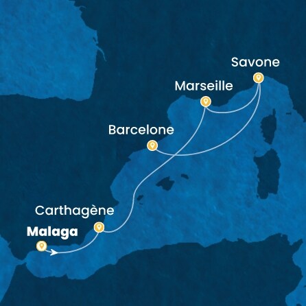 carte Espagne, France, Italie, 6 jours
