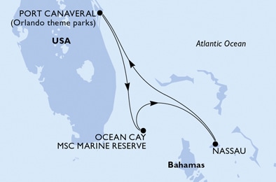 carte Port Canaveral, Ocean Cay, Nassau, 4 jours