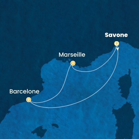carte Italie, Espagne, France, 4 jours