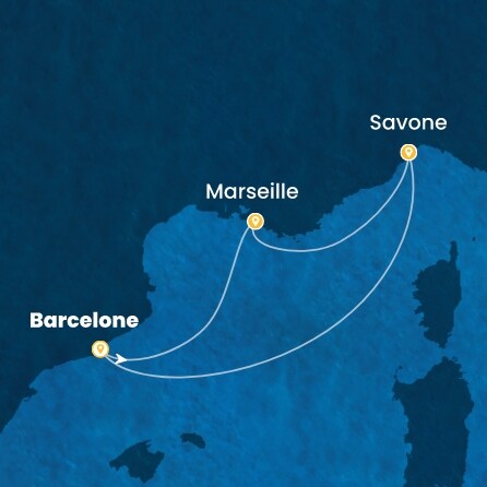 carte Espagne, France, Italie, 5 jours