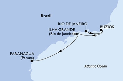 carte Rio de Janeiro, Buzios, Ilha Grande, Paranaguá, 5 jours