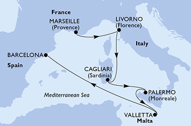 carte Méditerranée, 7 jours