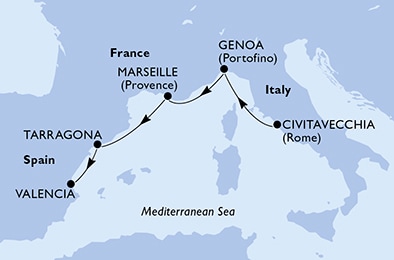 carte Méditerranée, 5 jours