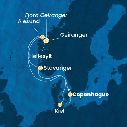 carte Danemark, Norvège, Allemagne, 8 jours