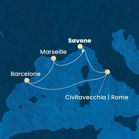 carte Italie, France, Espagne, 6 jours