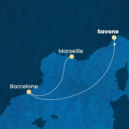 carte Italie, Espagne, France, 4 jours