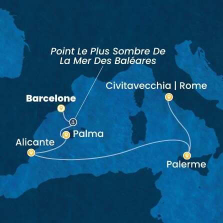 carte Espagne, Baléares, Italie, 6 jours