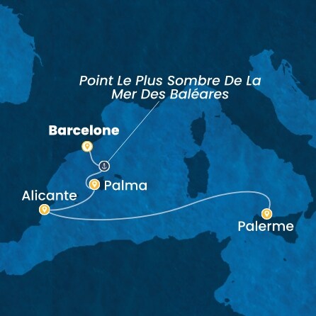 carte Espagne, Baléares, Italie, 5 jours