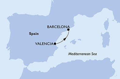 carte Valencia, Barcelona, 2 jours