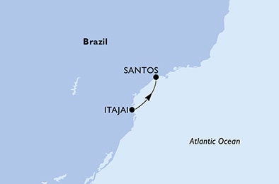 carte MSC Yacht Club - Itajai, Santos, 2 jours