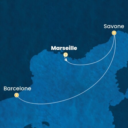 carte France, Italie, Espagne, 3 jours
