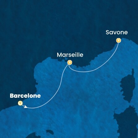 carte Espagne, France, Italie, 3 jours