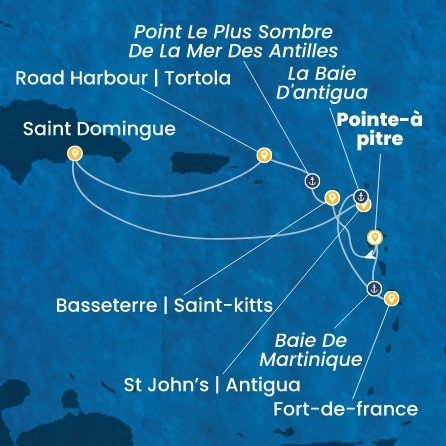 carte Antilles, Iles Vierges, 8 jours