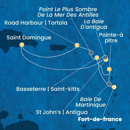 carte Antilles, Iles Vierges, 8 jours