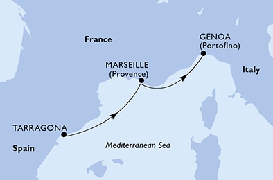 carte Espagne, France, Italie, 3 jours