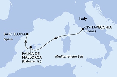 carte Italie, Espagne, 4 jours