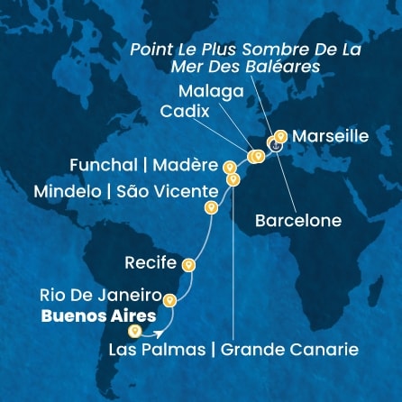 carte * En route vers l'Argentine,  25 jours