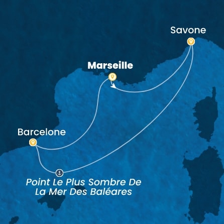 carte France, Italie, Espagne, 5 jours