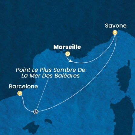 carte France, Italie, Espagne, 4 jours
