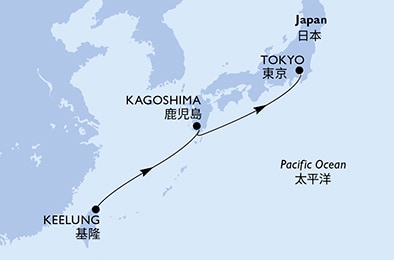 carte Taïwan, Japon, 5 jours