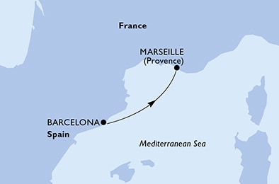 carte Barcelona, Marseille, 2 jours