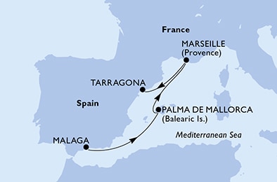 carte Espagne, France, 4 jours