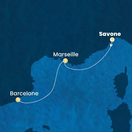 carte Italie, France, Espagne, 3 jours