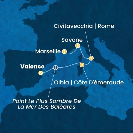 carte Espagne, Italie, France, 6 jours