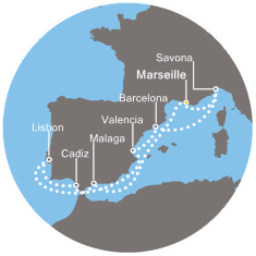 carte *Méditerranée, 11 jours jusqu'à Lisbonne