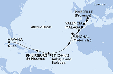 carte *En route vers Cuba vol Offert, 18 jours
