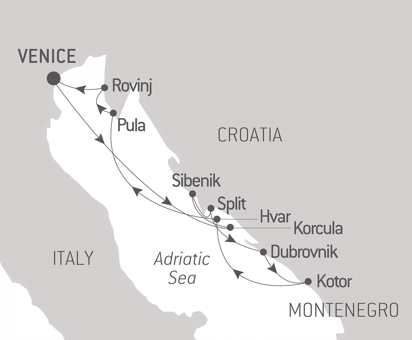 carte L'essentiel de la Croatie, 8 jours