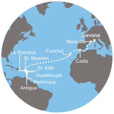 carte *Cap vers les Antilles, 19 jours