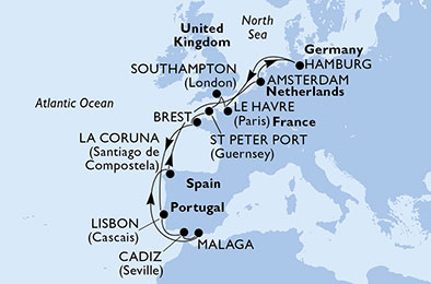 carte * Europe du Nord, 16 jours