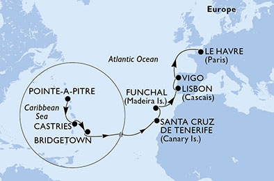 carte *Transatlantiques, 15 jours