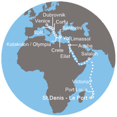 carte Mer Rouge et Océan Indien, 30 jours