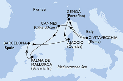 carte Méditerranée, 7 jours